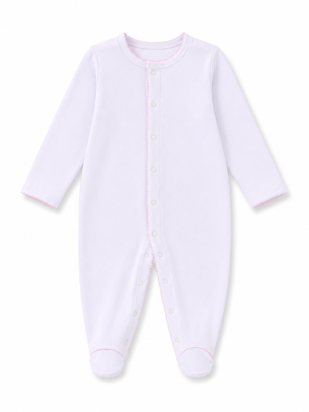 White Baby Girl Footie with Pink Trim
