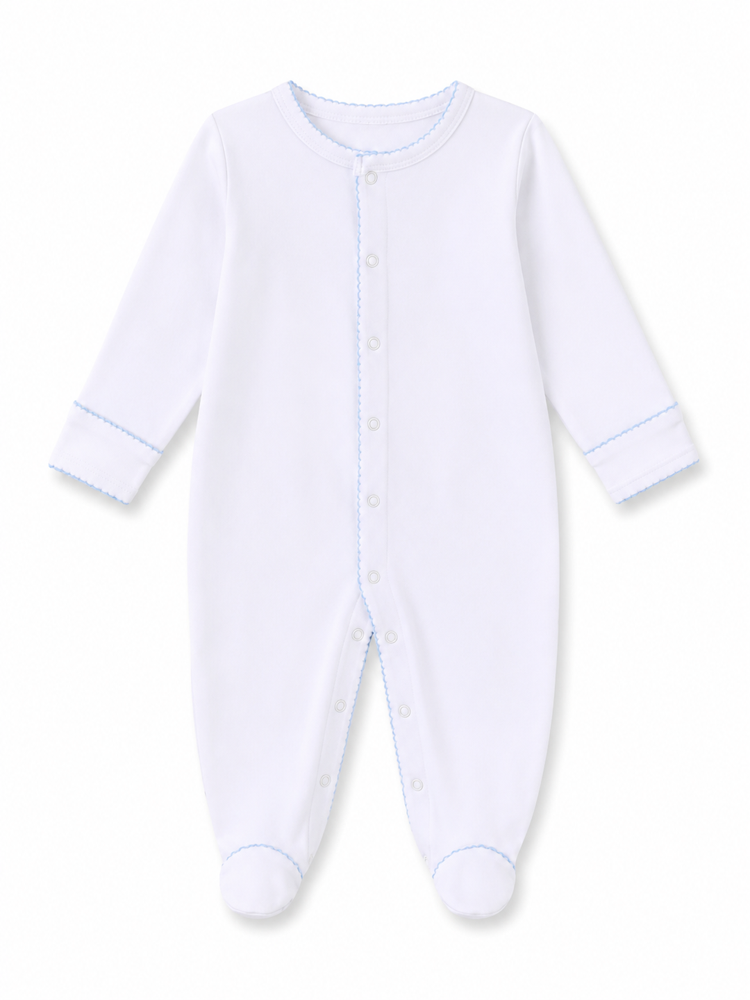 Baby Boy Footie with Blue Trim