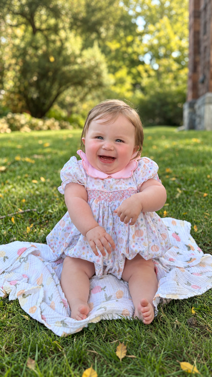 Millie Floral Pumpkin Smocked Bubble