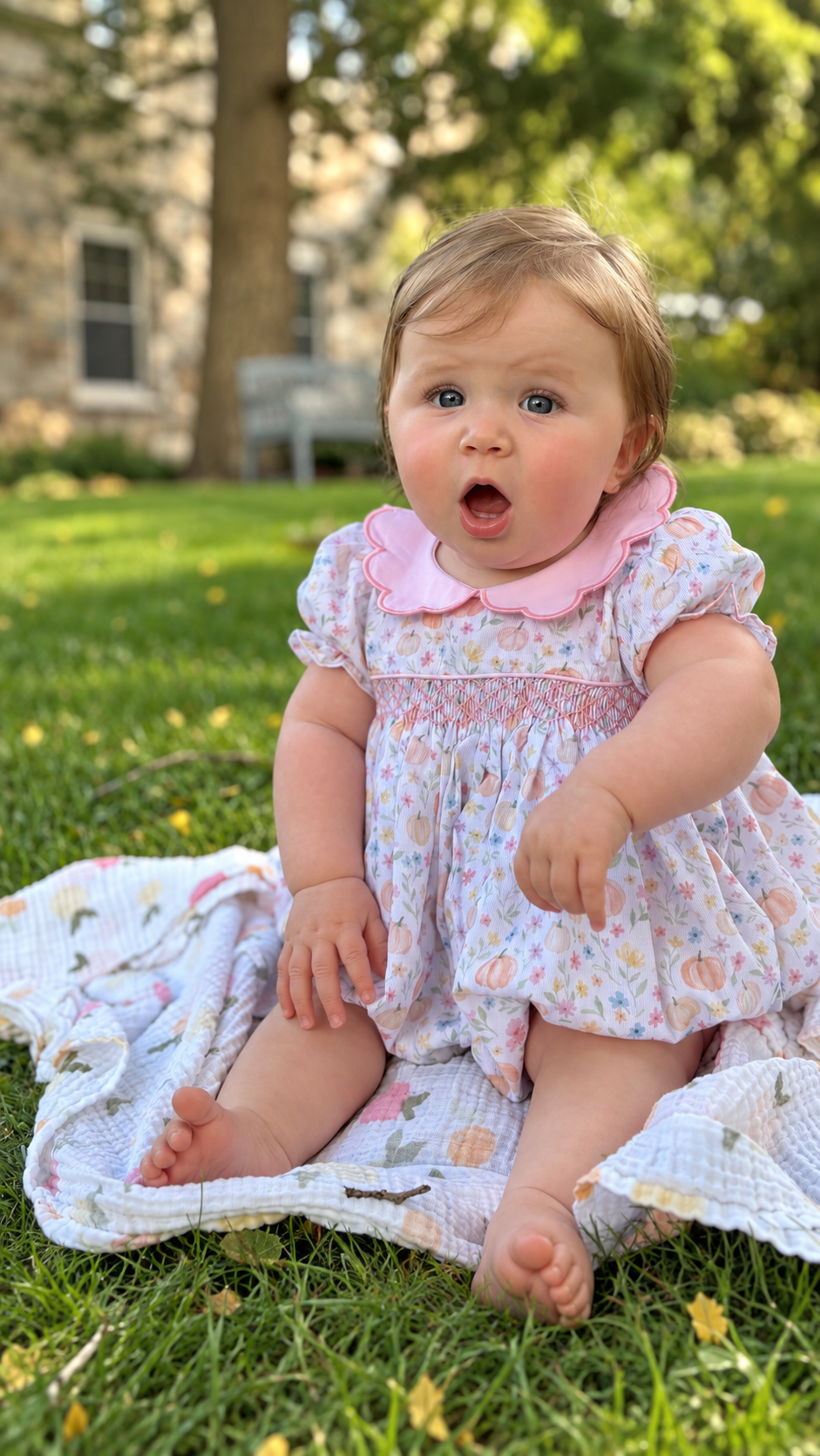 Millie Floral Pumpkin Smocked Bubble
