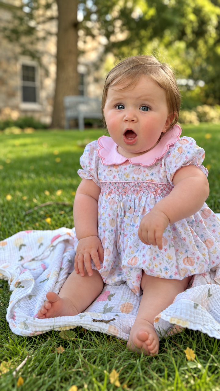 Millie Floral Pumpkin Smocked Bubble