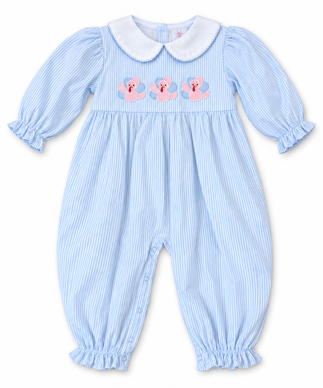 Blue Stripe Turkey Romper