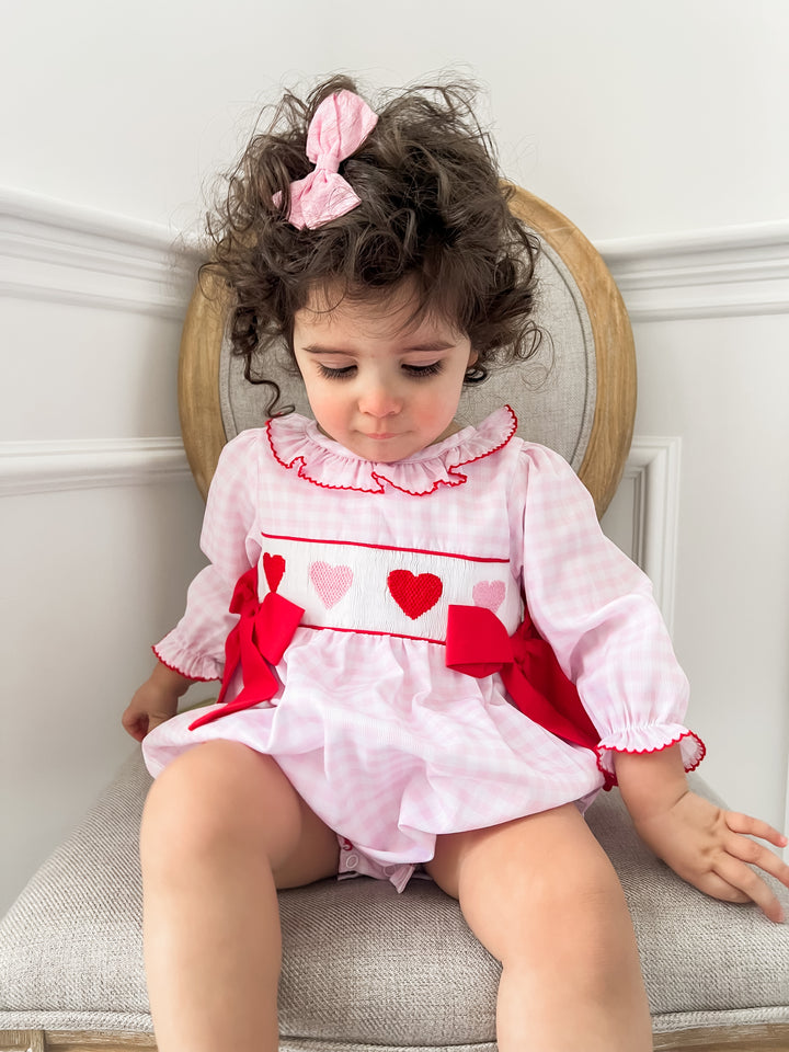 Abbey Heart Smocked Bubble