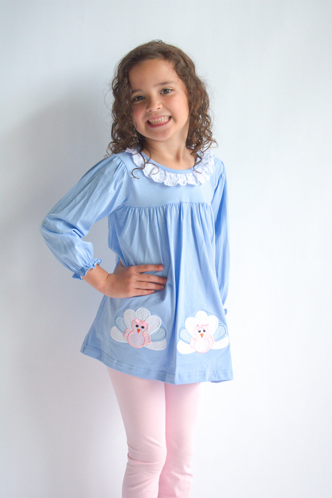 Tallulah Blue Turkey Applique Shirt and Legging Set