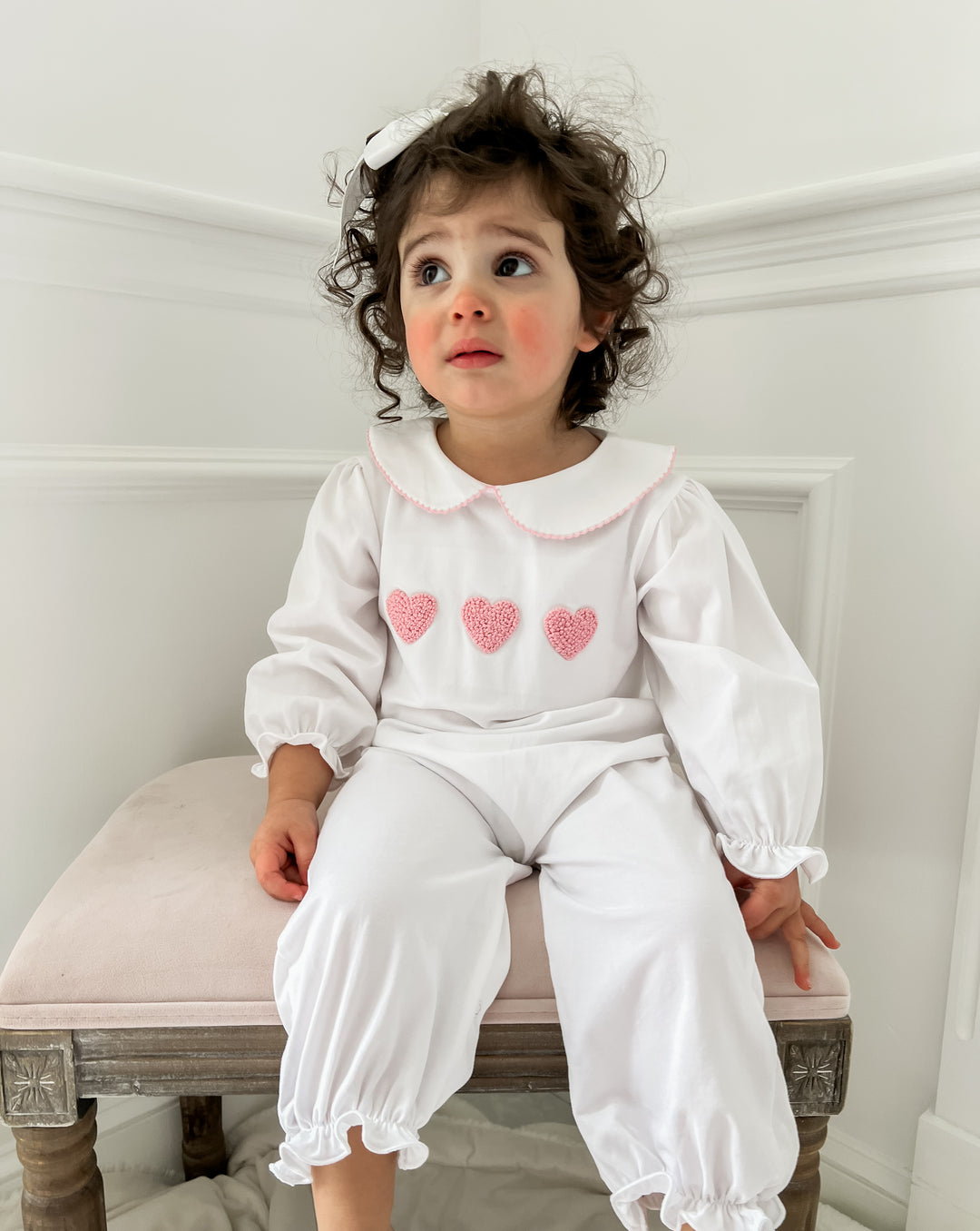 Lucy French Knot Heart Smocked Romper