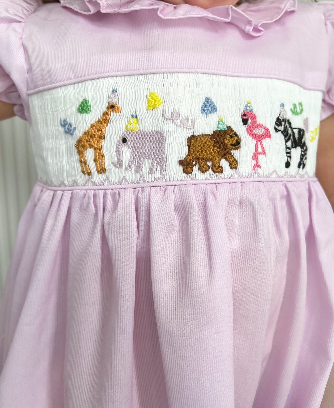 Pre-Order Smocked Safari Party Dress - Ruffle Collar