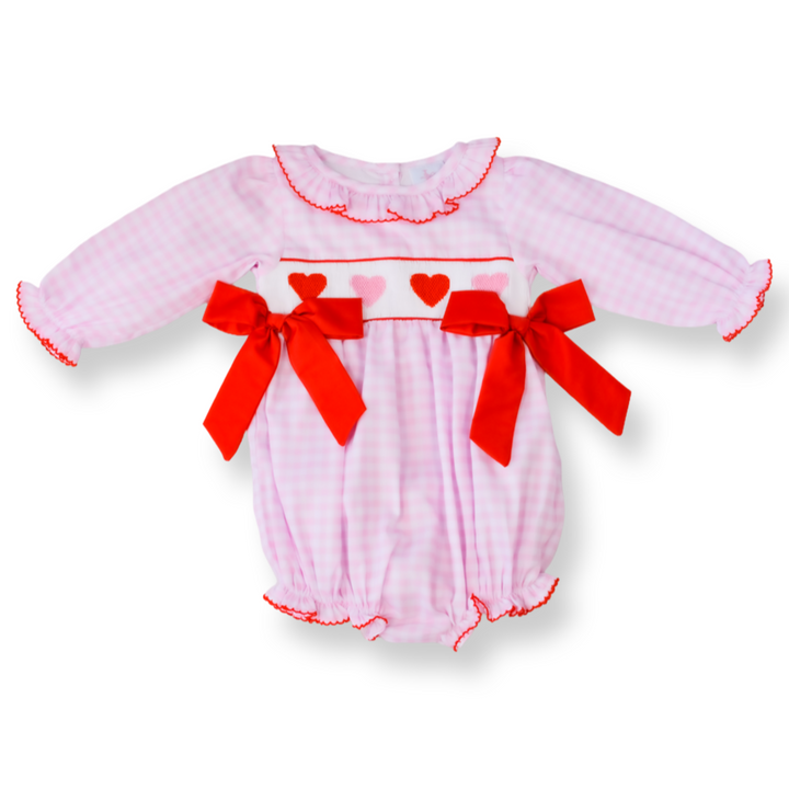 Abbey Heart Smocked Bubble