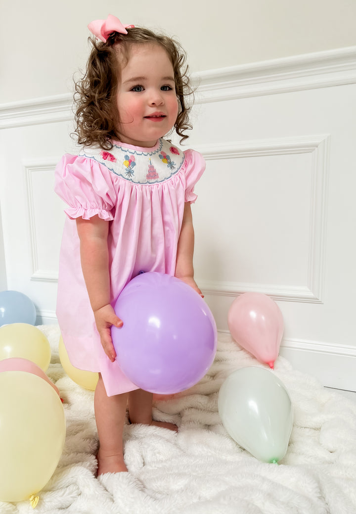 Birthday Cake Pink Smocked Dress