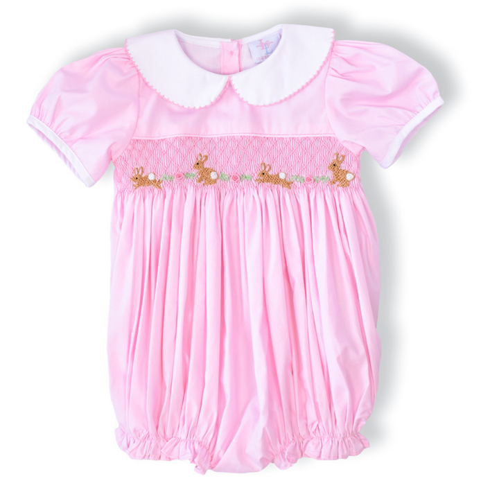 PRE-ORDER Pink Evelyn Easter Bunny Pink Smocked Bubble