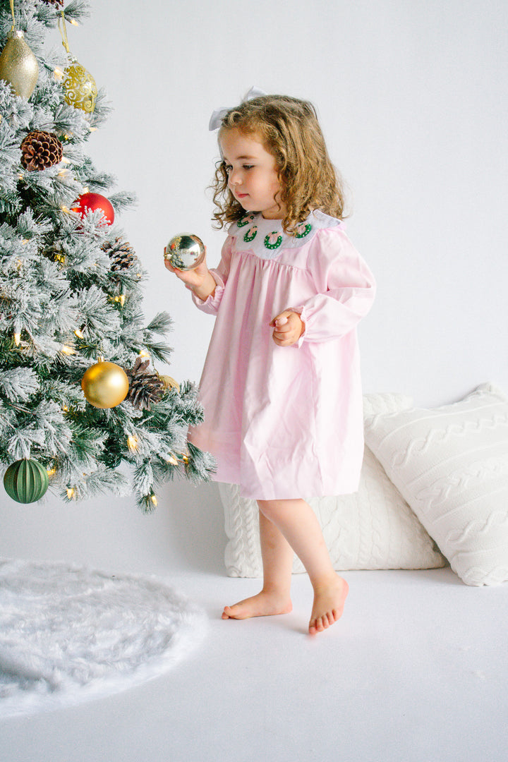 Beatrice French Knot Wreath & Corduroy Smocked Dress