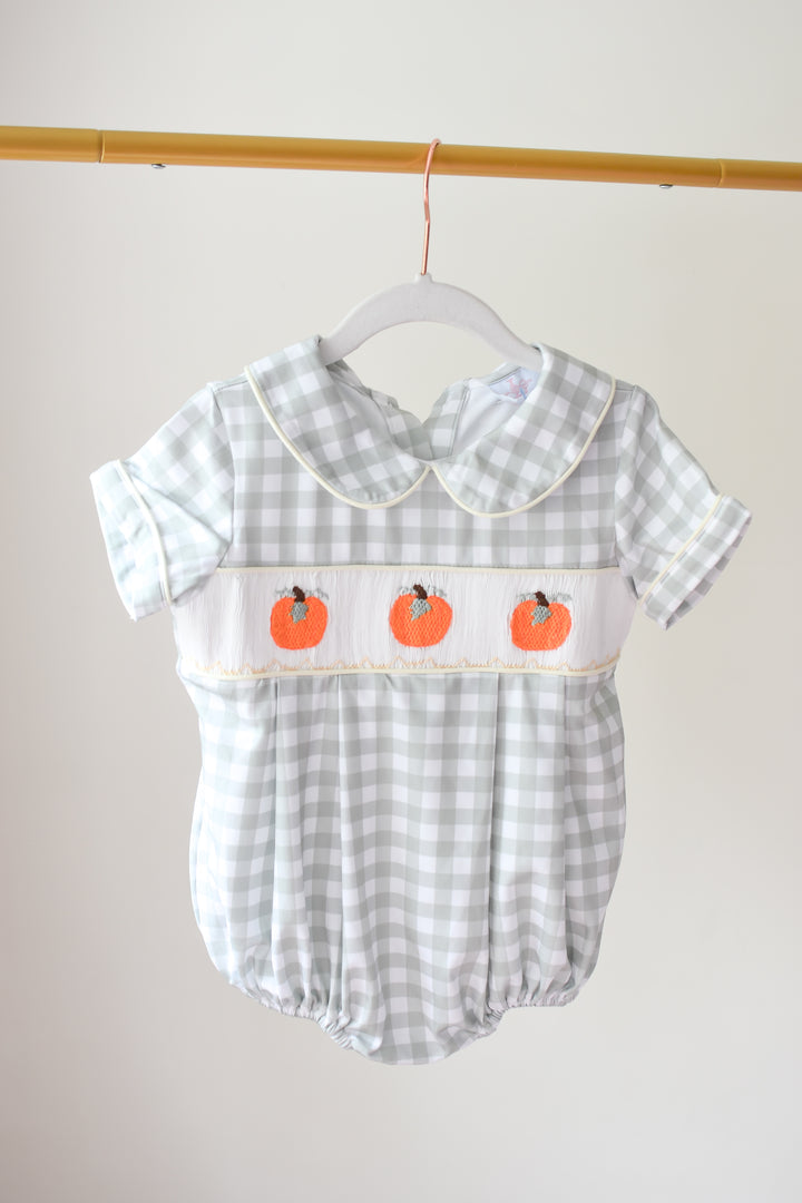 Boy Pumpkin Green Gingham Bubble