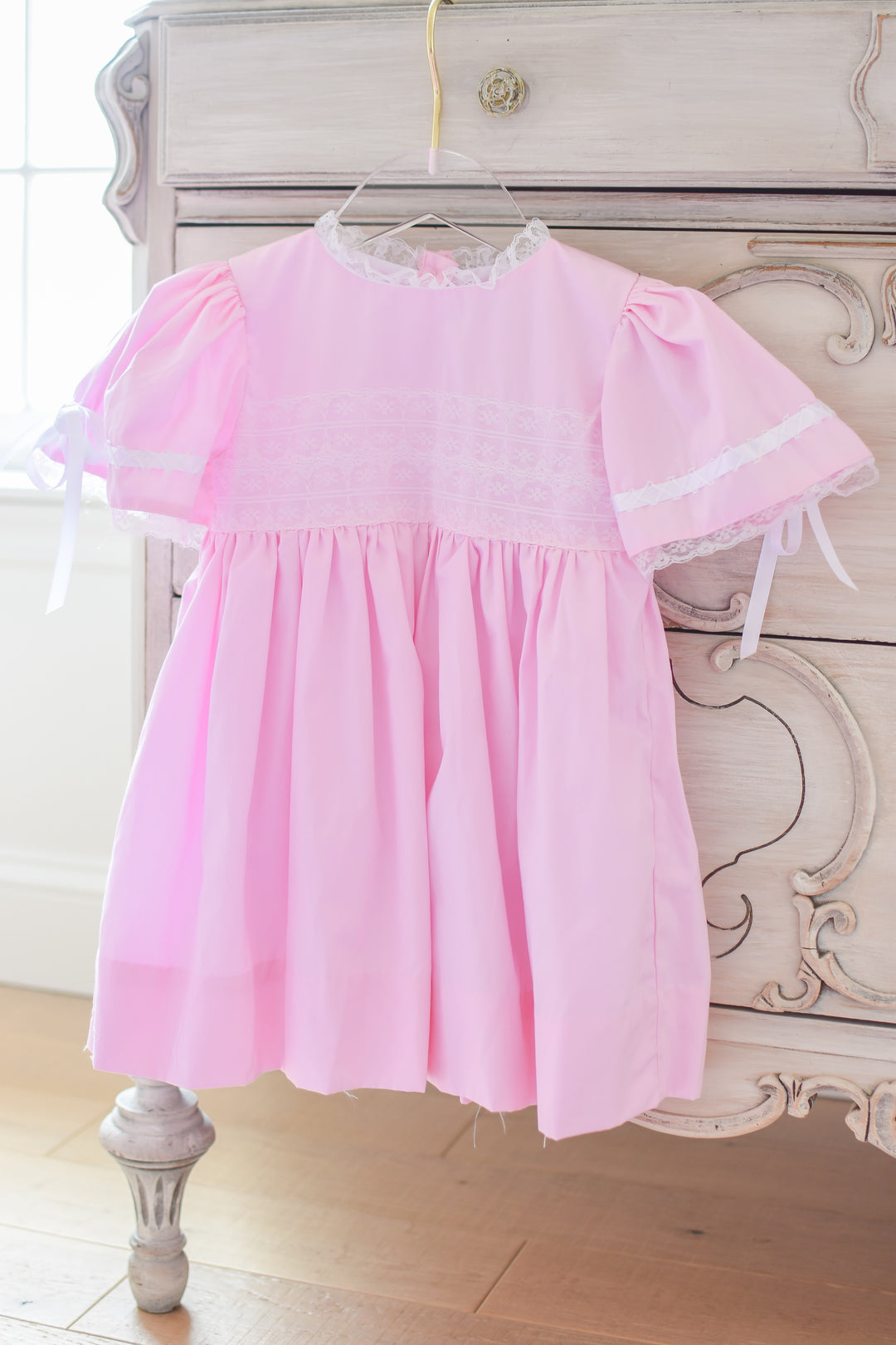 pink heirloom dress Strasburg Pink Heirloom Dress Lace-Trimmed Portrait Outfit for Girls, 8