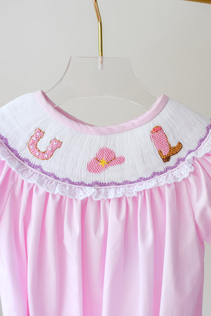 Pink Smocked Cowgirl Bubble