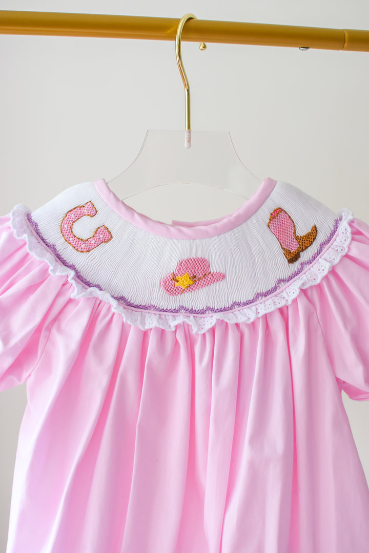 Pink Smocked Cowgirl Dress