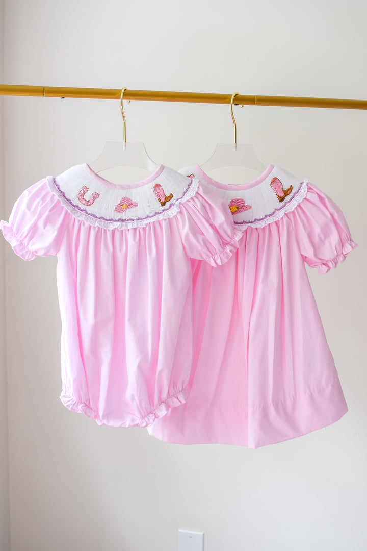 Pink Smocked Cowgirl Dress