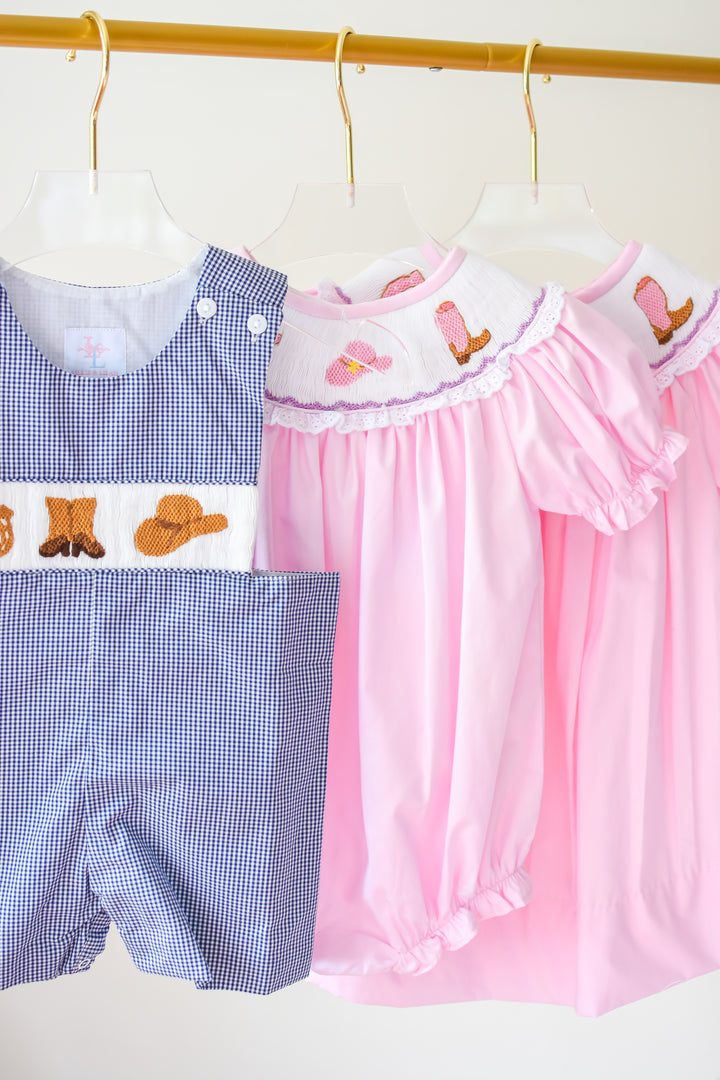 Pink Smocked Cowgirl Bubble
