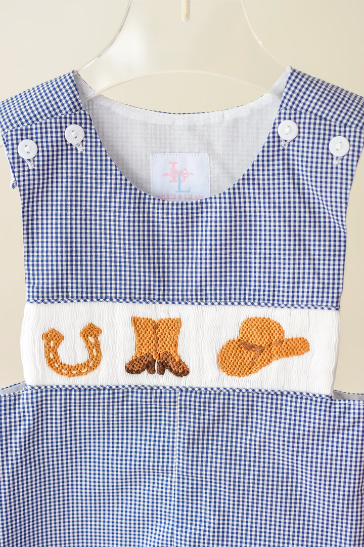 Boys Smocked Cowboy Shortall