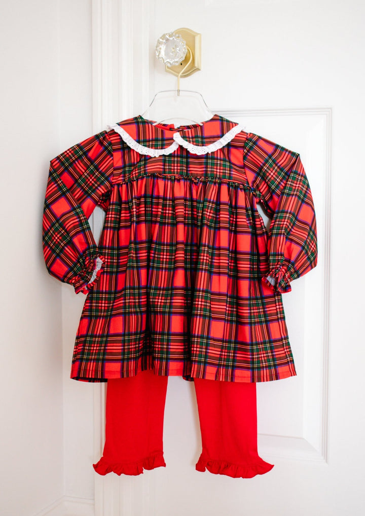 Carolyn Christmas Plaid Smocked Legging Set