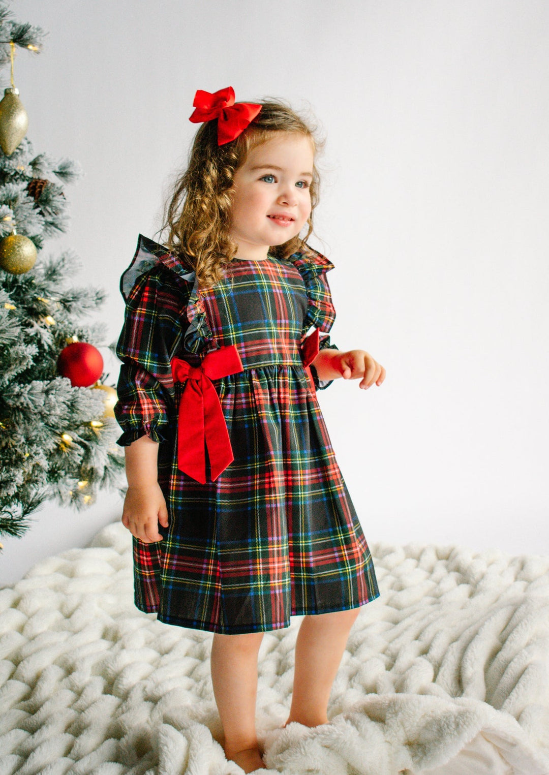 girls plaid christmas dress Holly Jolly Hi-Lo Holiday Green / 7Y/8Y Girls holiday Christmas dress, red
