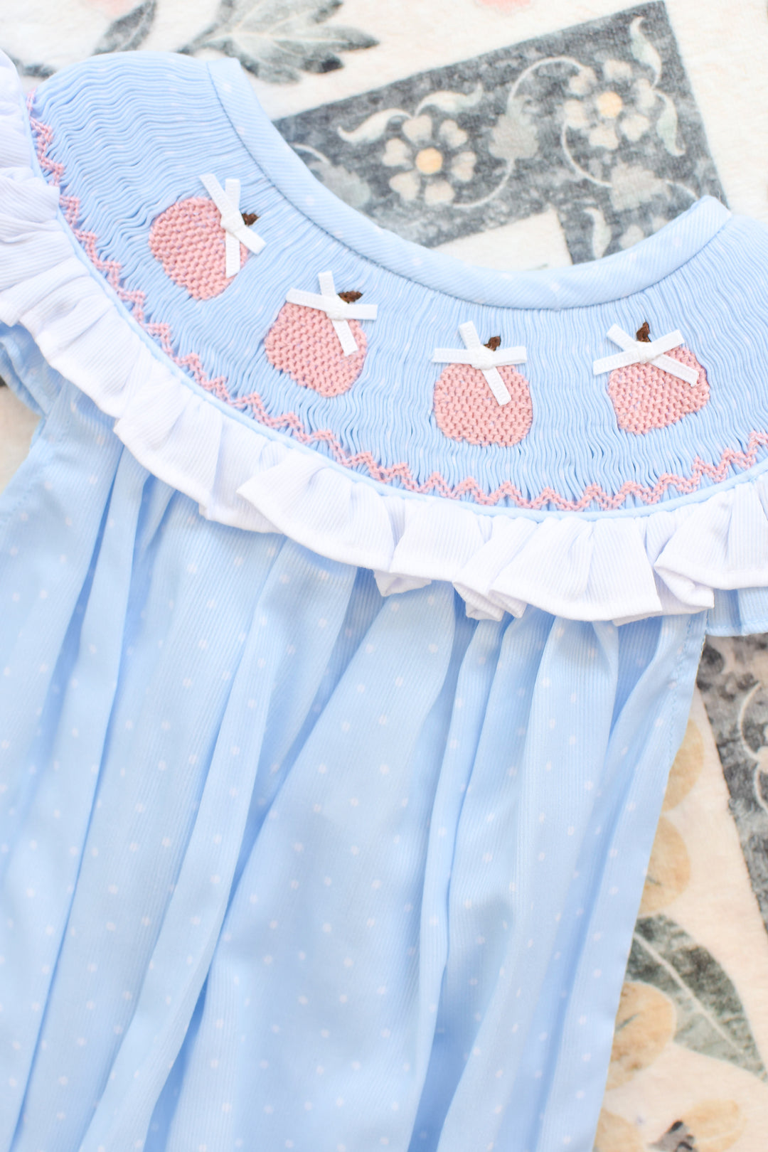 Penelope Pink Pumpkin Smocked Bubble