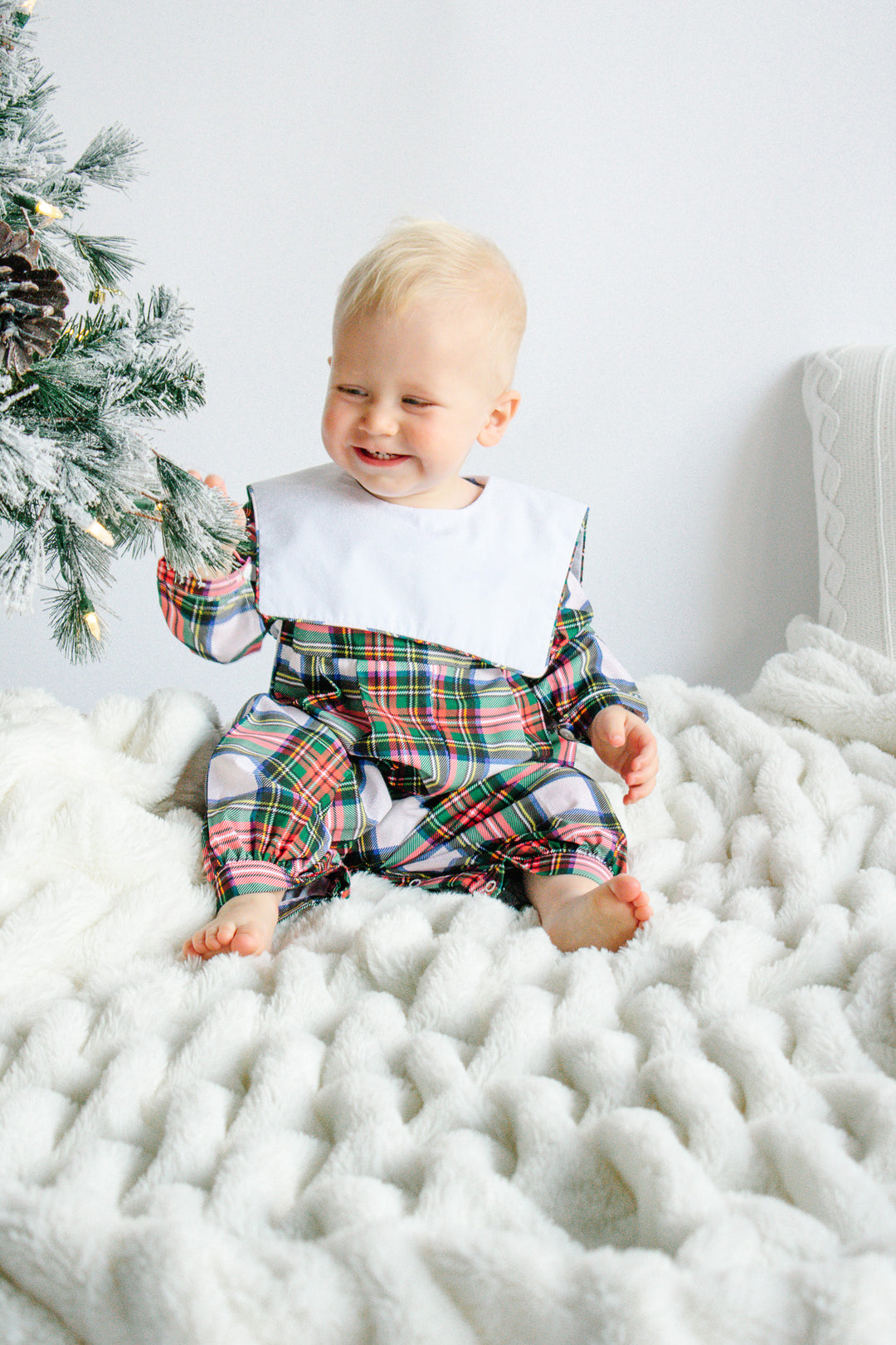 PRE-ORDER Christmas Plaid Boy Smocked Romper