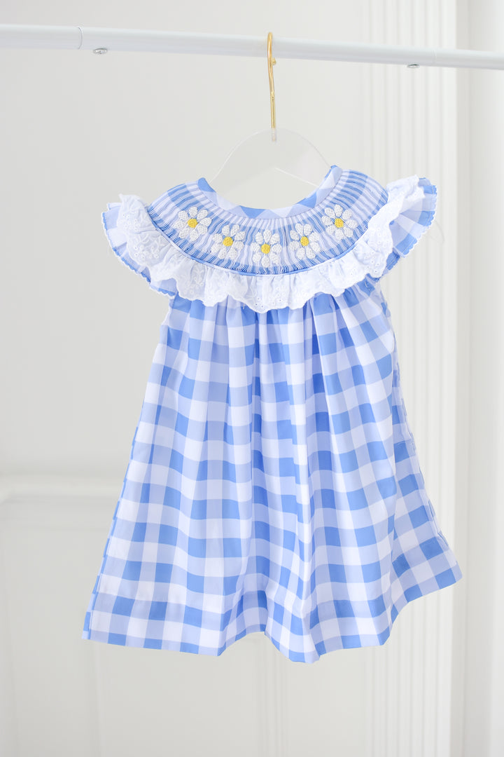 Darla Daisy Blue Gingham Smocked Dress
