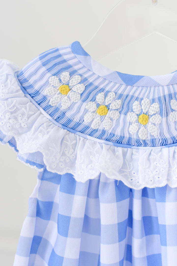 Darla Daisy Blue Gingham Smocked Dress
