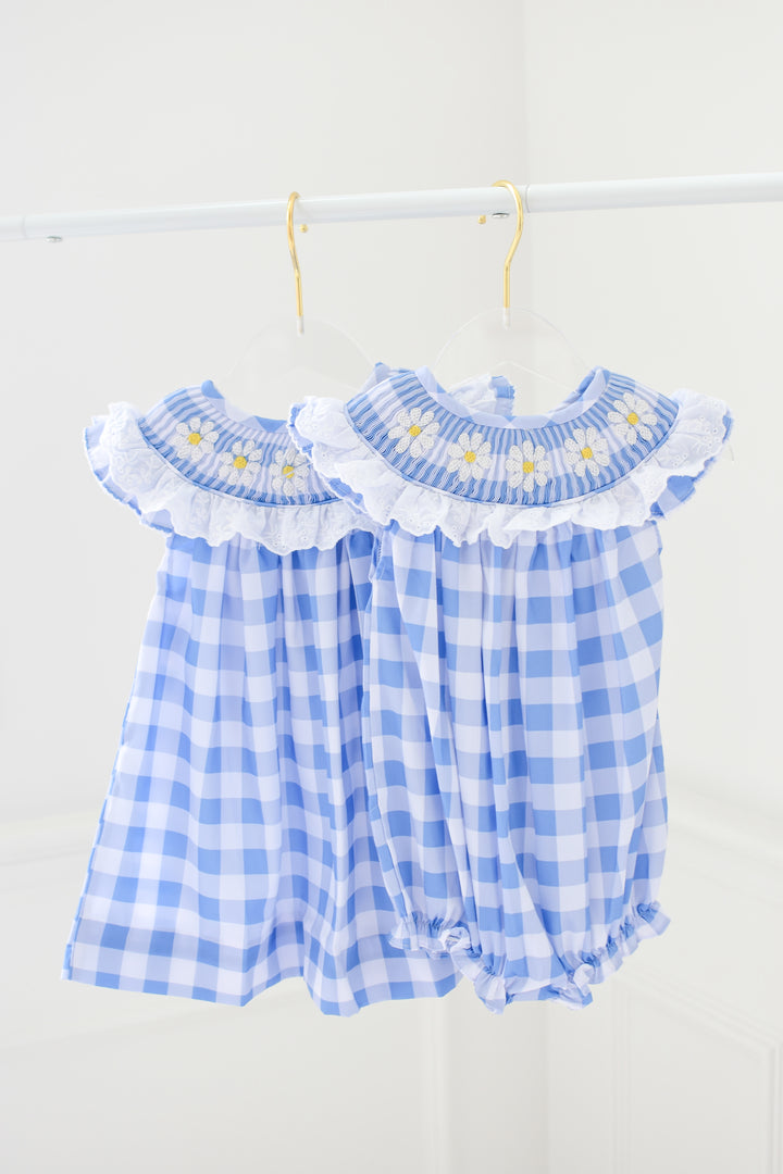 Darla Daisy Blue Gingham Smocked Dress