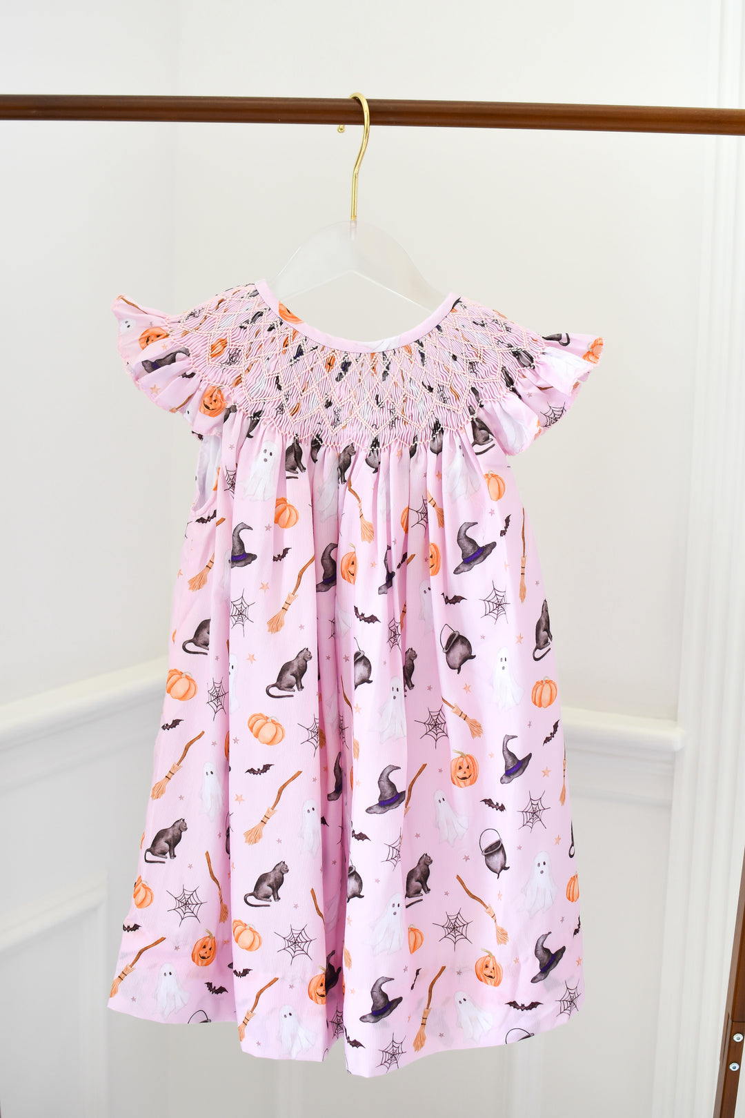 Pink Witch Halloween Smocked Dress