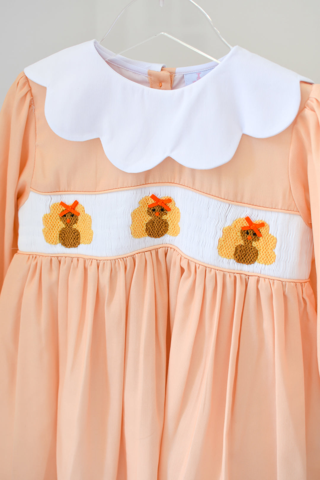 Girls Yellow Turkey Smocked Dress