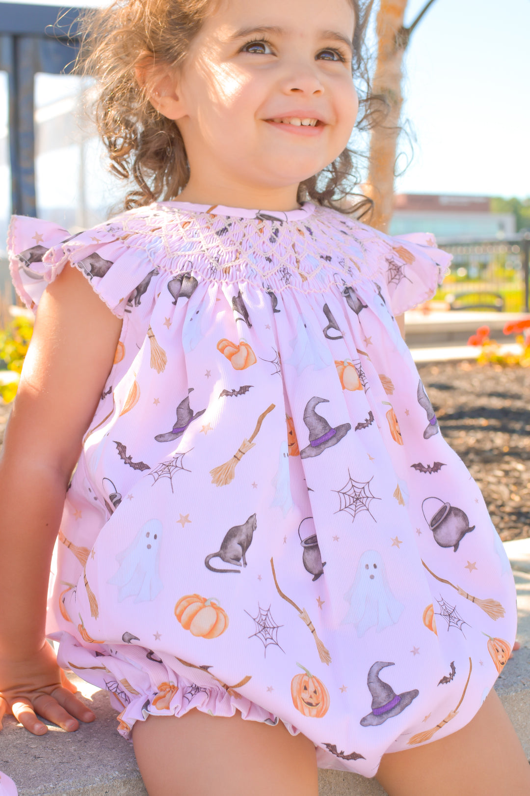 PRE-ORDER Pink Witch Halloween Smocked Bubble