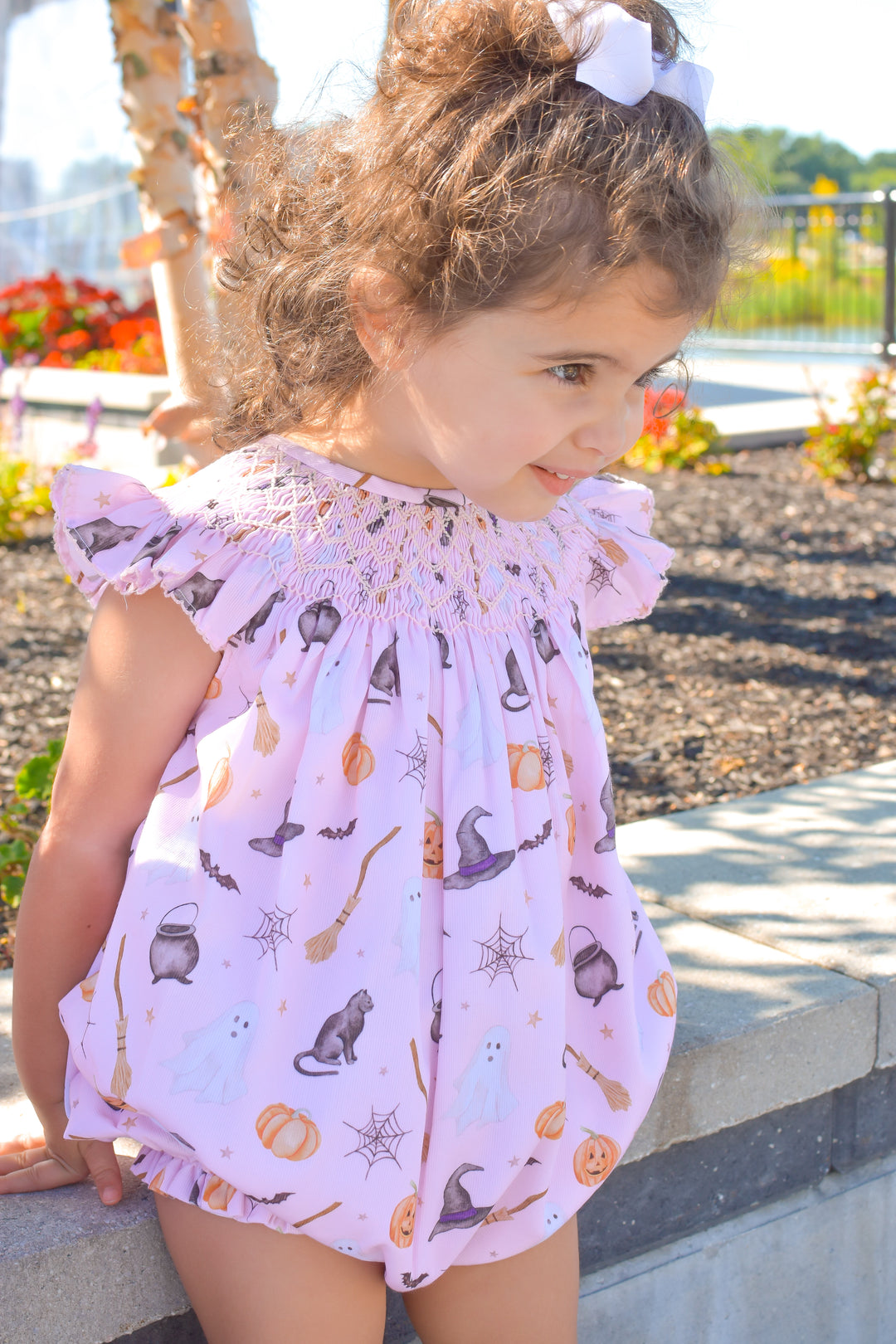 PRE-ORDER Pink Witch Halloween Smocked Bubble