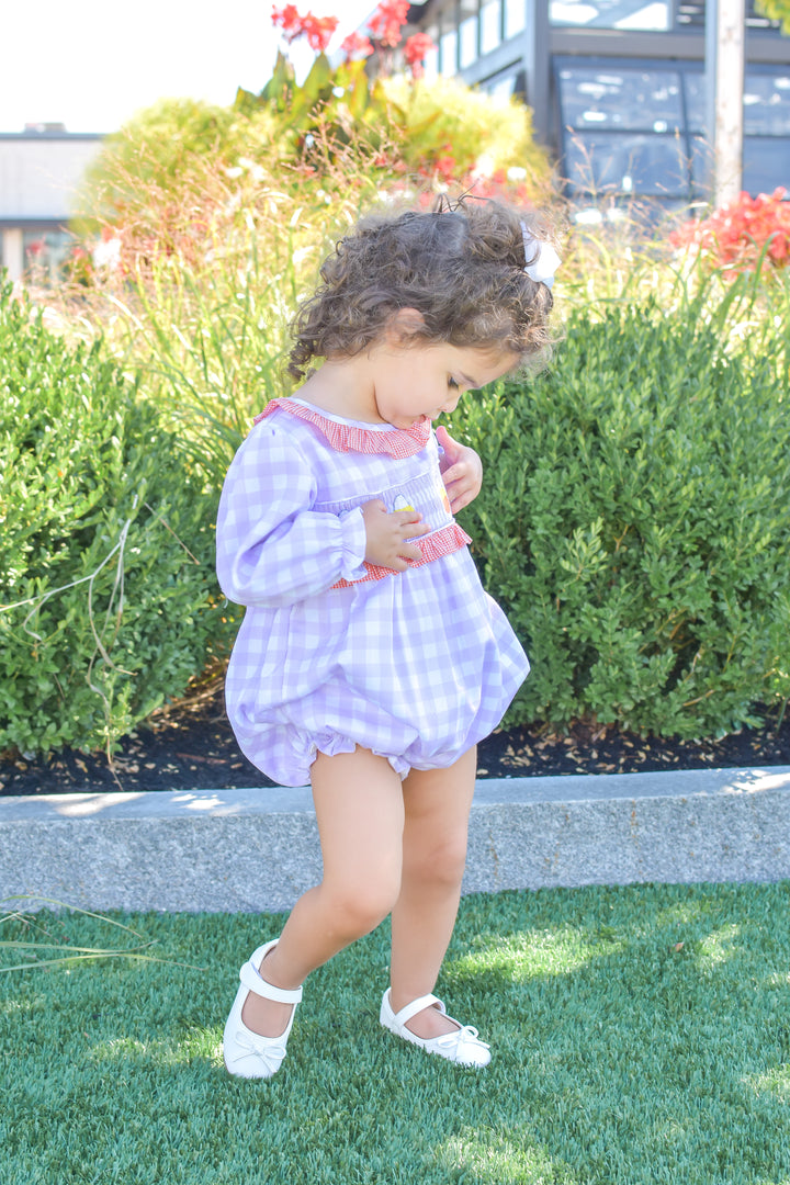 Girls Halloween Candy Corn Smocked Bubble