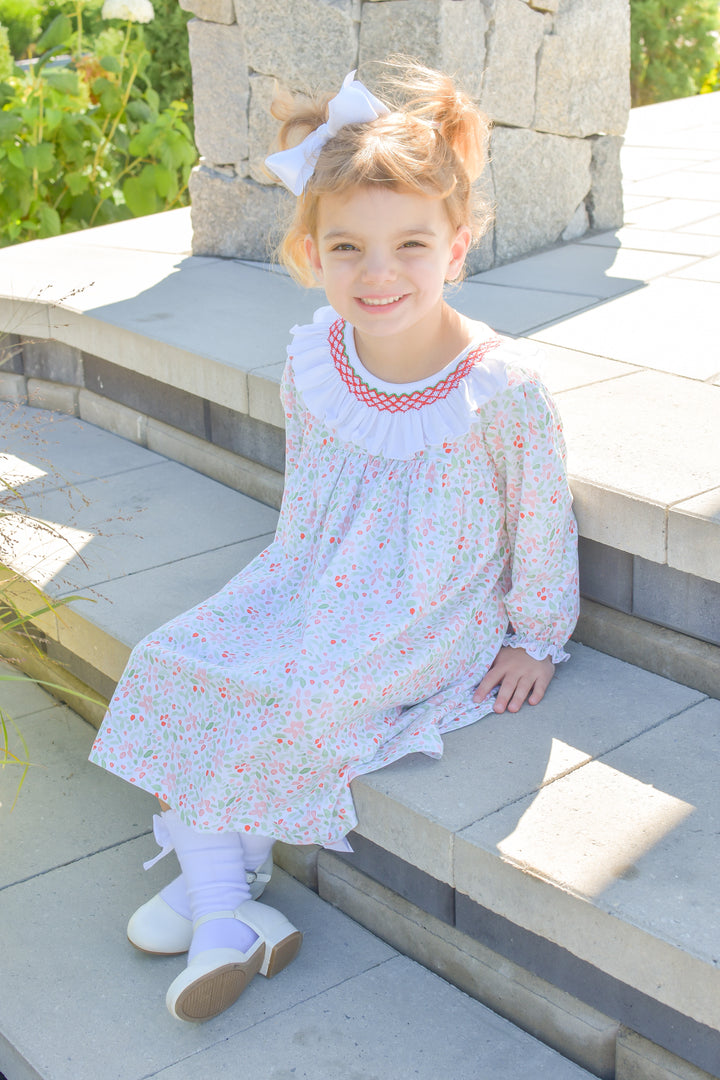 PRE-ORDER Girls Holly Smocked Dress with Ruffle Collar