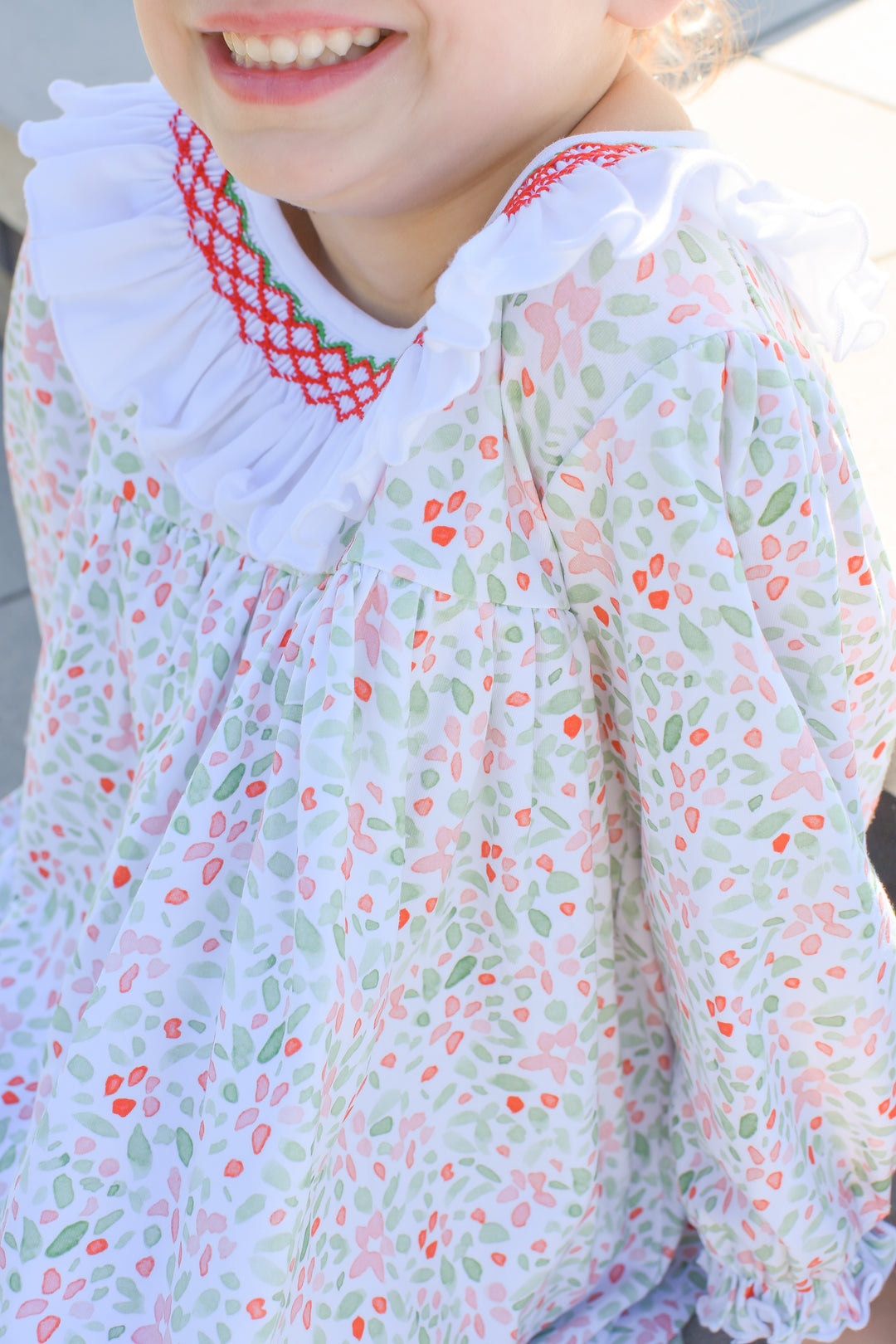 PRE-ORDER Girls Holly Smocked Dress with Ruffle Collar