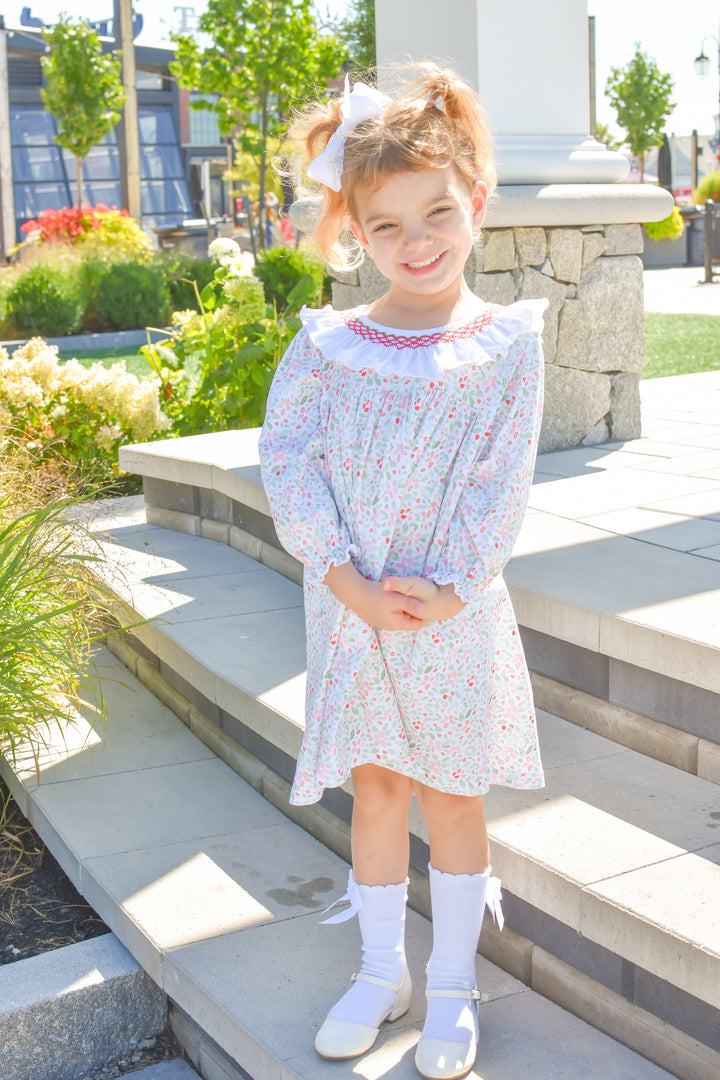 PRE-ORDER Girls Holly Smocked Dress with Ruffle Collar