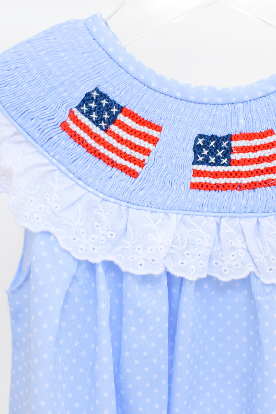 Patriotic Polka Dot Smocked Diaper Set
