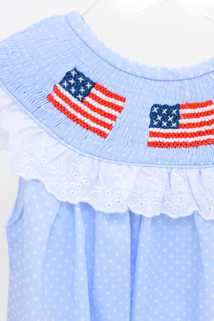 Patriotic Polka Dot Smocked Diaper Set