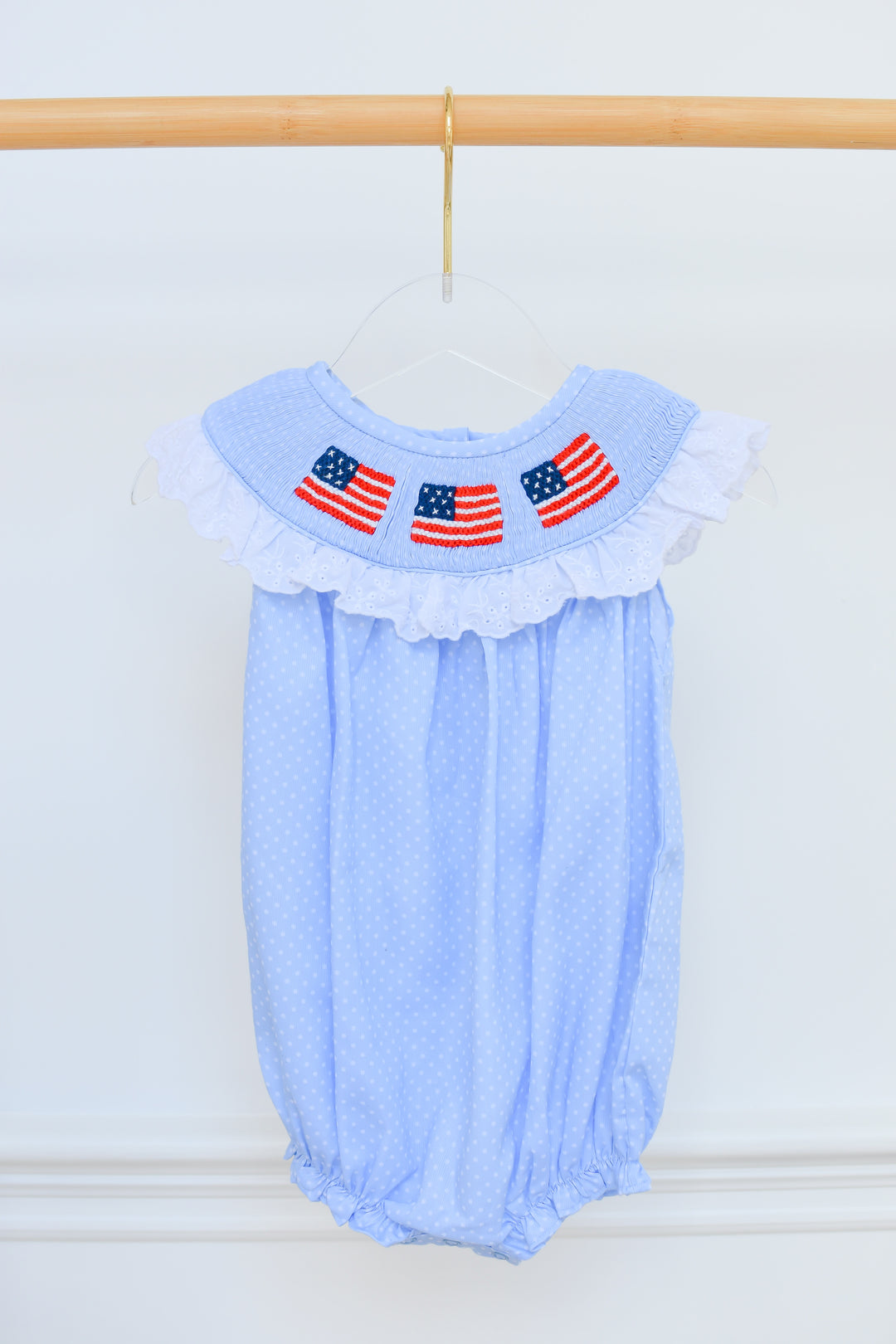 Patriotic Polka Dot Smocked Bubble