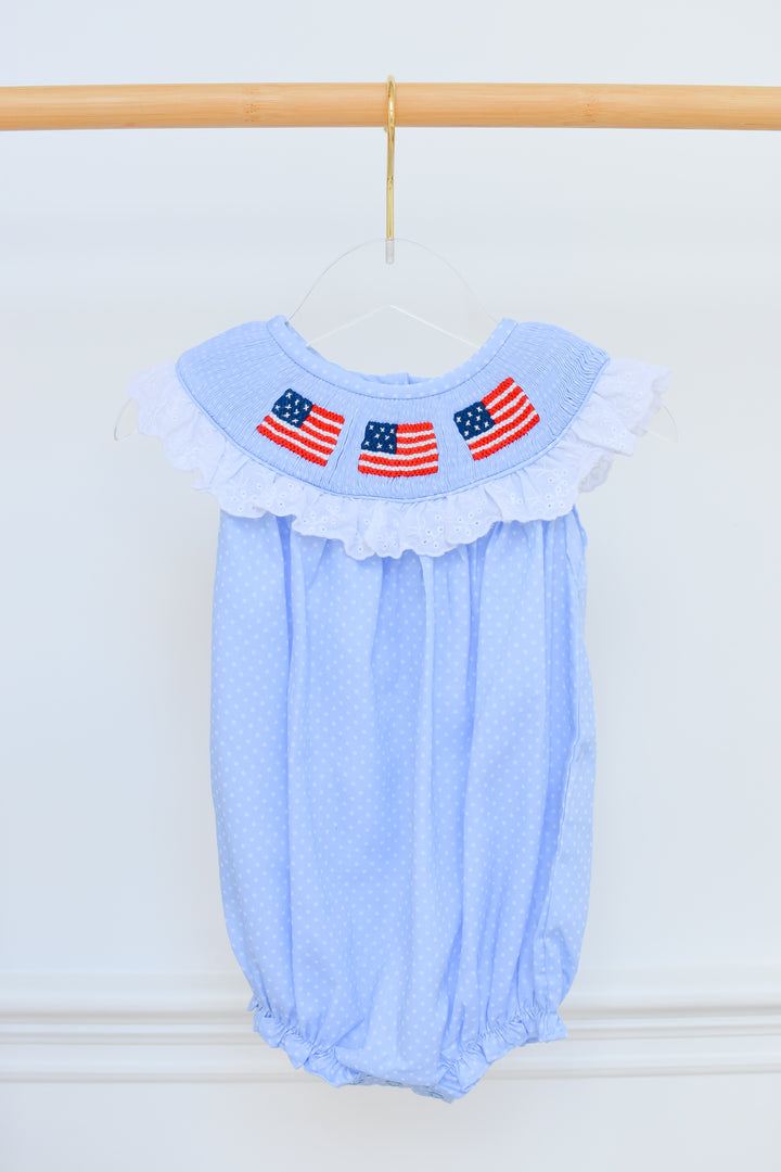 Patriotic Polka Dot Smocked Bubble