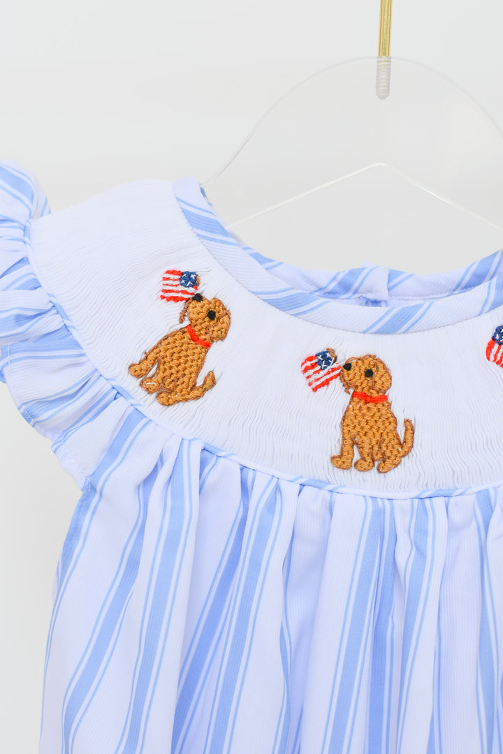 Patriotic Puppy Smocked Bubble
