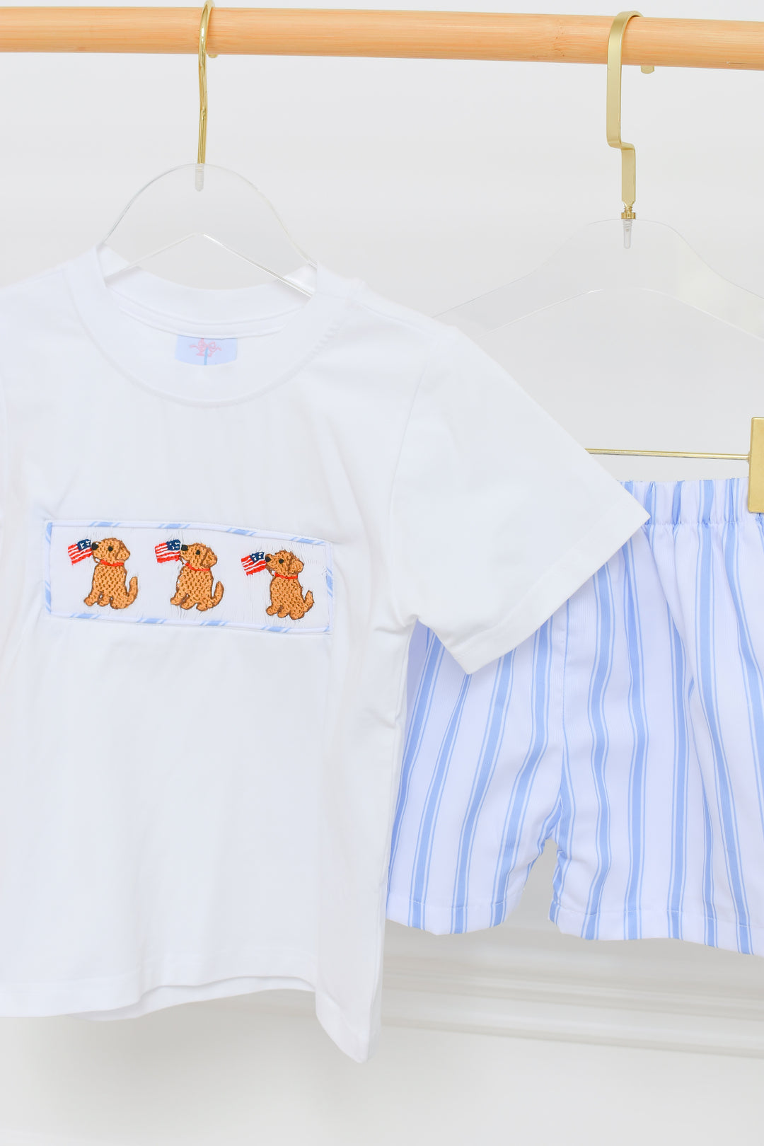 PRE-ORDER Patriotic Puppy Smocked Boys Short Set