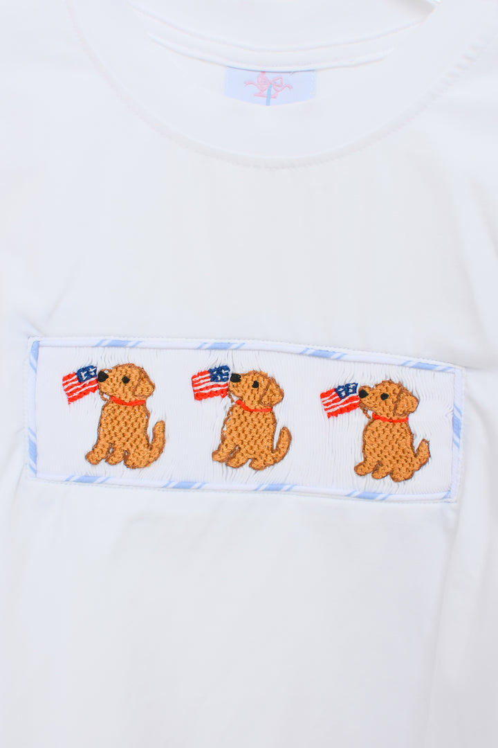 PRE-ORDER Patriotic Puppy Smocked Boys Short Set