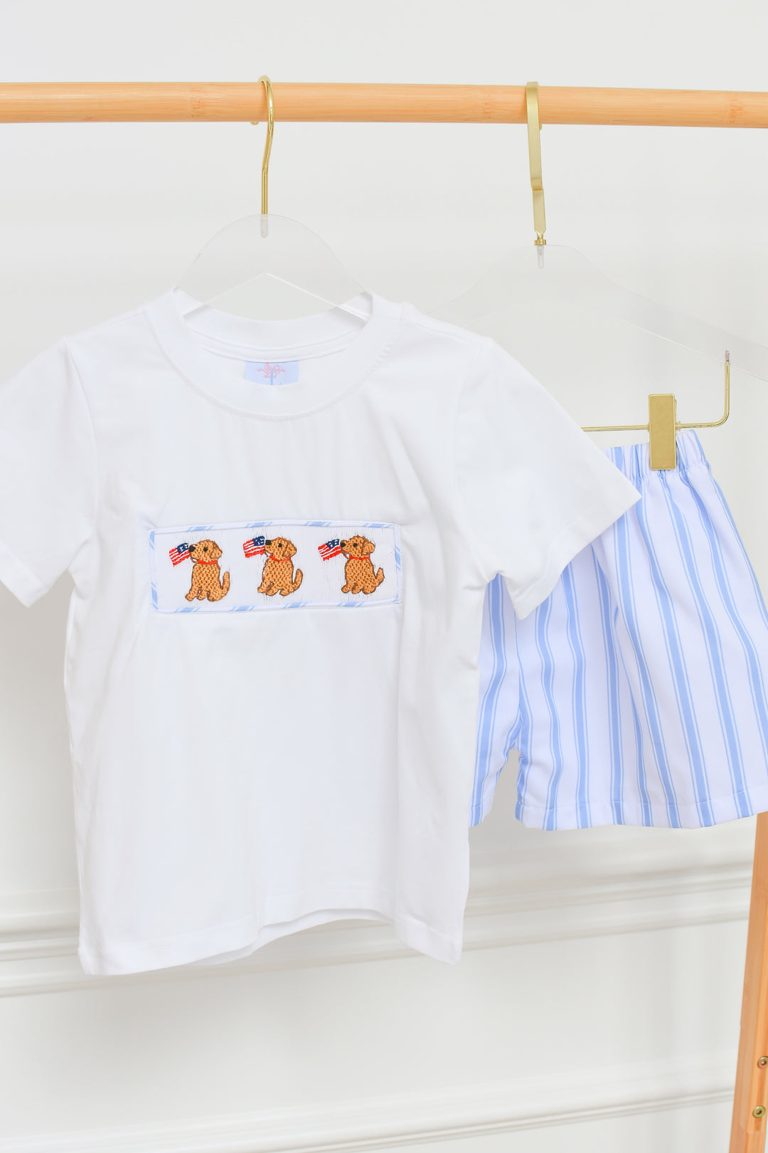 PRE-ORDER Patriotic Puppy Smocked Boys Short Set