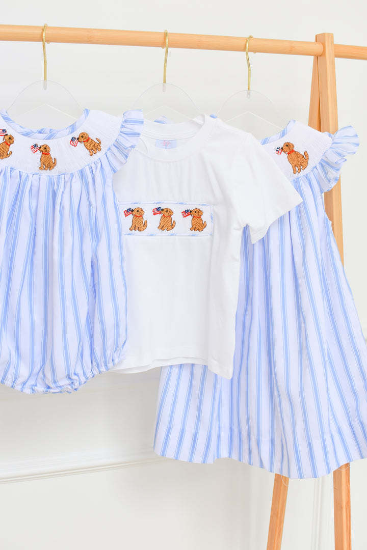PRE-ORDER Patriotic Puppy Smocked Boys Short Set