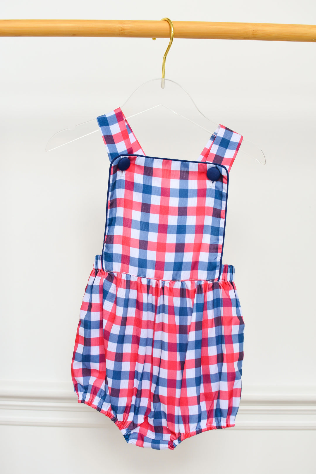 Red White Blue Gingham Patriotic Boy Bubble