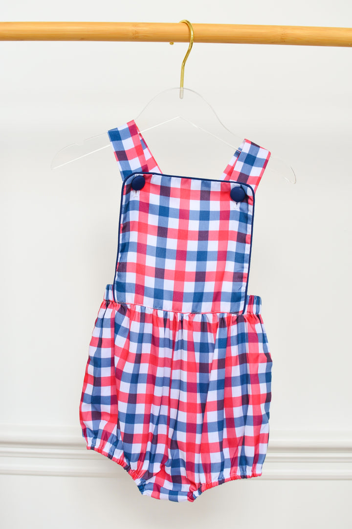 Red White Blue Gingham Patriotic Boy Bubble