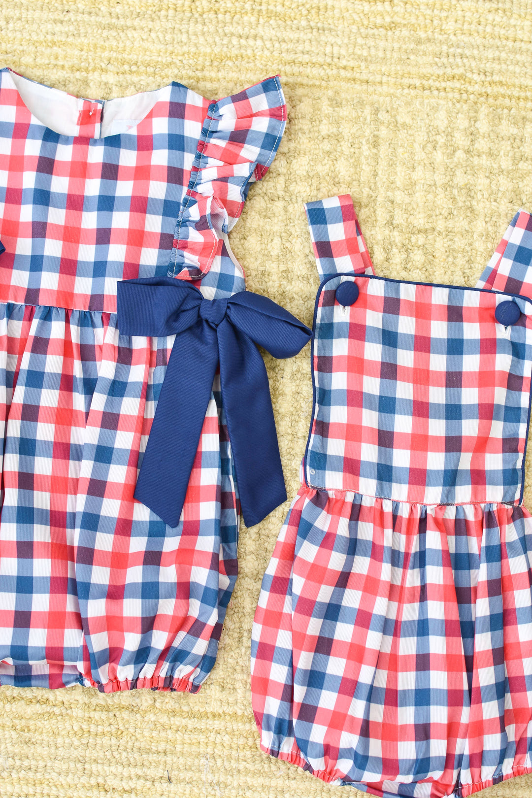 Red White Blue Gingham Patriotic Boy Bubble