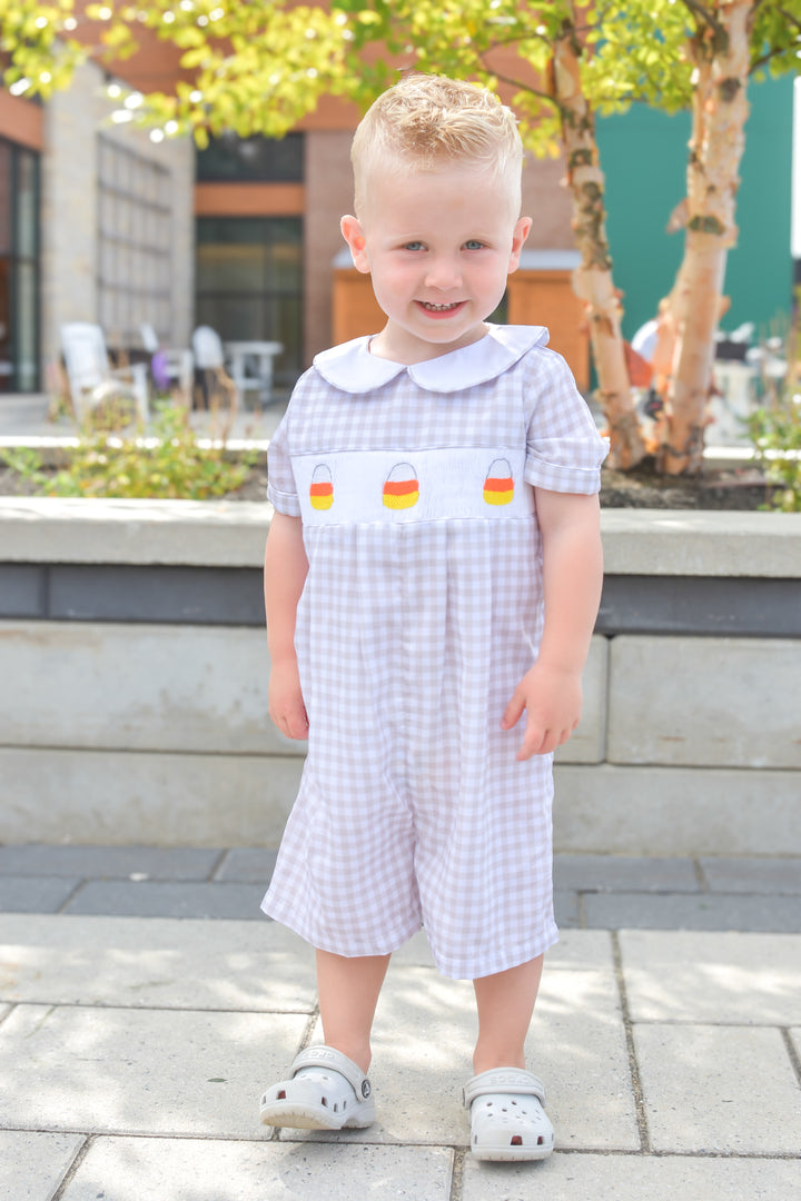 Boys Smocked Halloween Candy Corn Romper