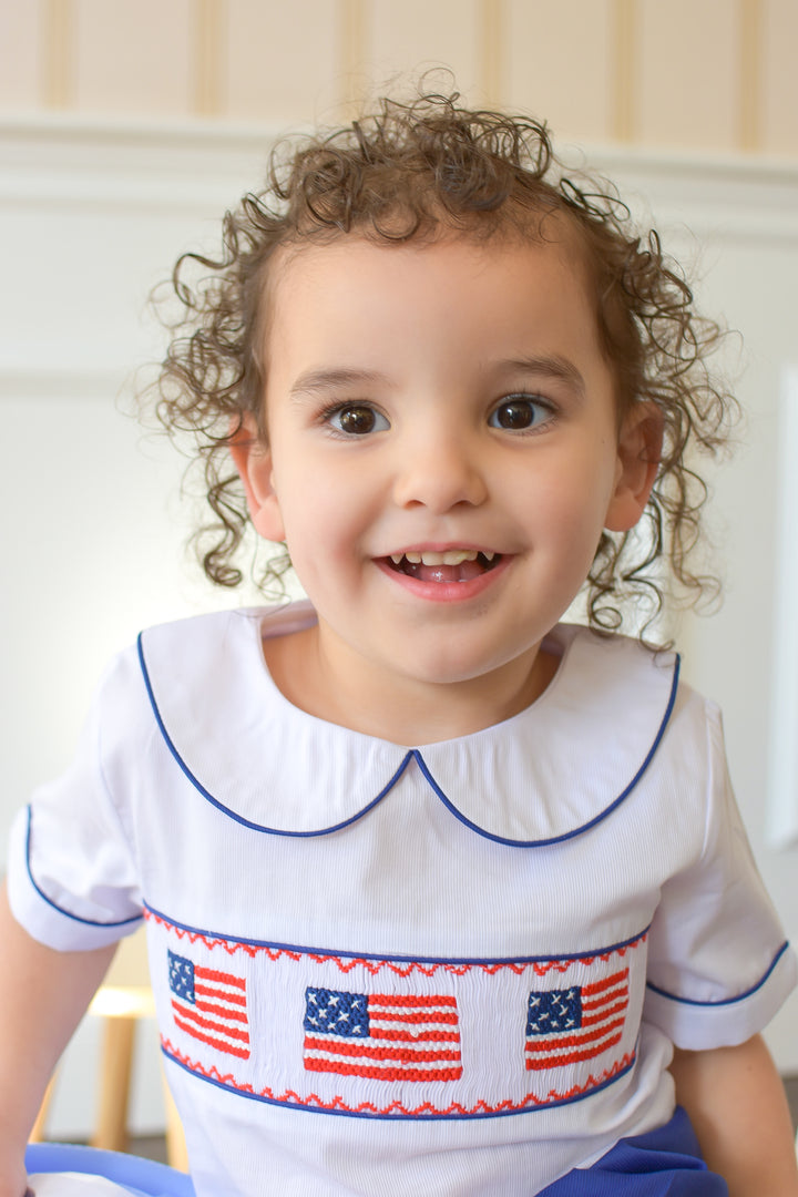 PRE-ORDER Patriotic Boys Smocked American Flag Short Set